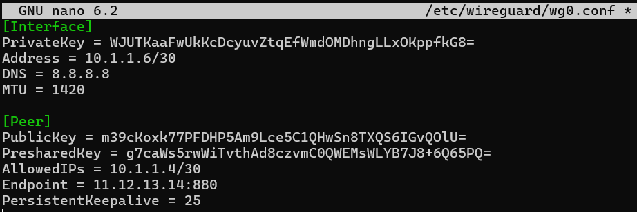 WireGuard configuration example
