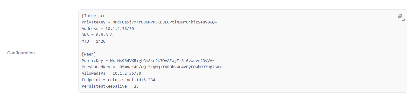WireGuard configuration example